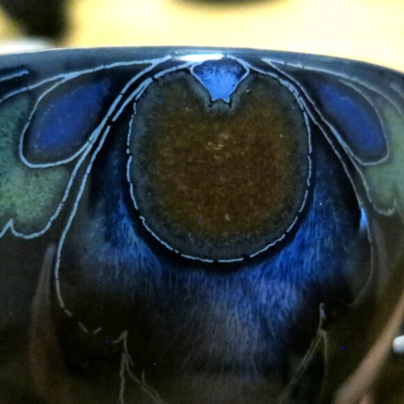 X3 Denby Baroque England Footed Tea Coffee Cups & Saucers Cobalt Blue Flower - Picture 6 of 9
